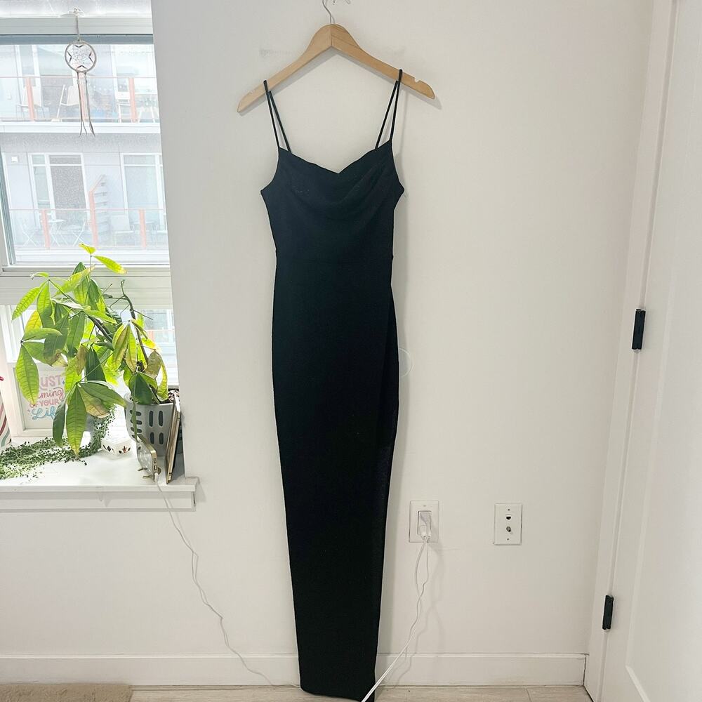 Windsor Black Sparkle Slinky Midi Dress Size Large